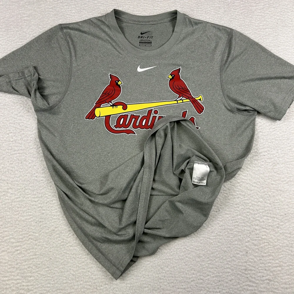 Nike St. Louis Cardinals Shirt Mens Medium Gray Dri-Fit MLB Authentic Logo